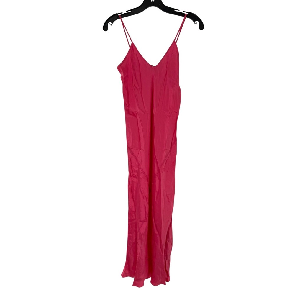 ATM Anthony Thomas Melillo Bias‎ Cut Women's XS Pink Silk Slip Midi Dress FLAW
